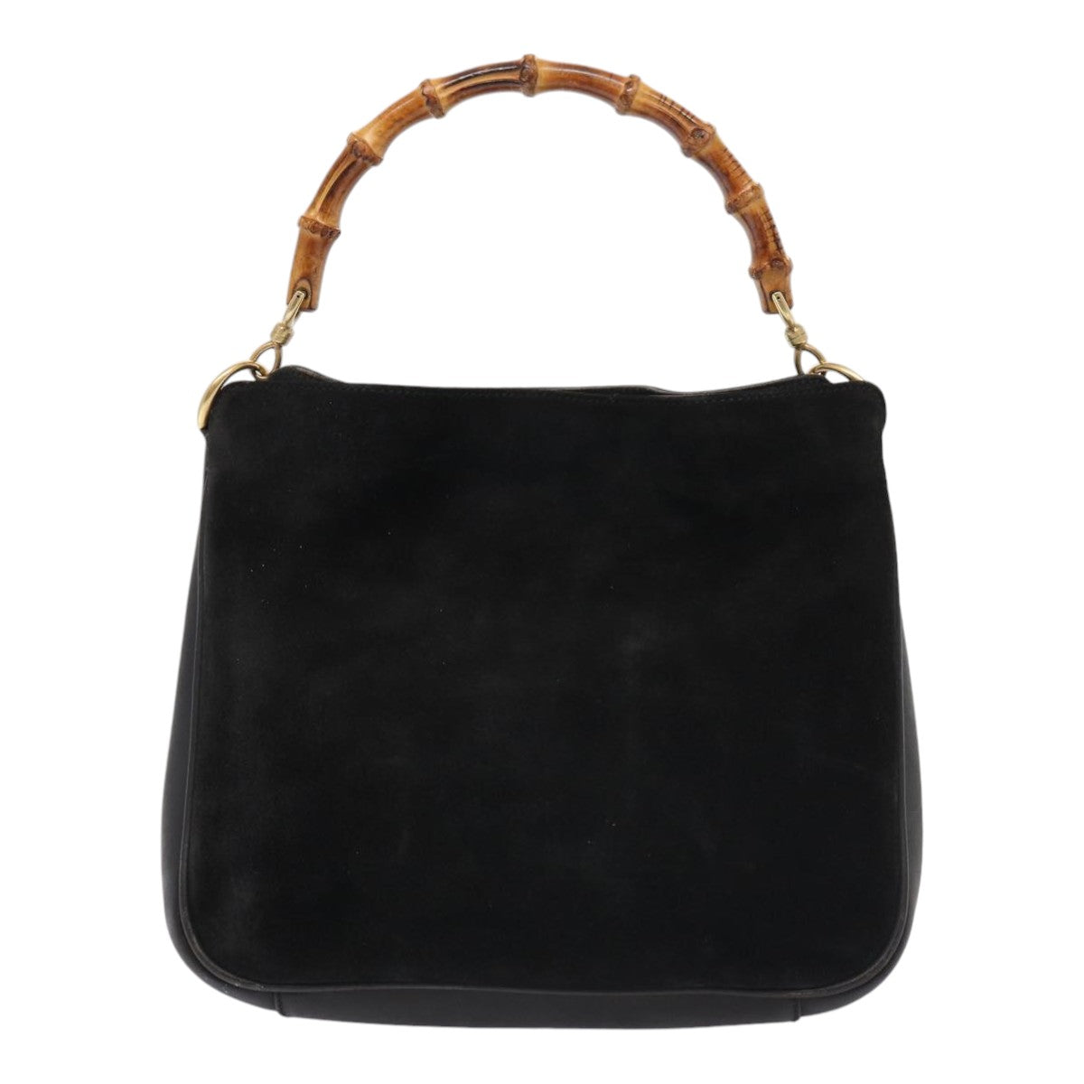 GUCCI Bamboo Hand Bag Suede Black 001 2058 1638 0 Auth ep5053