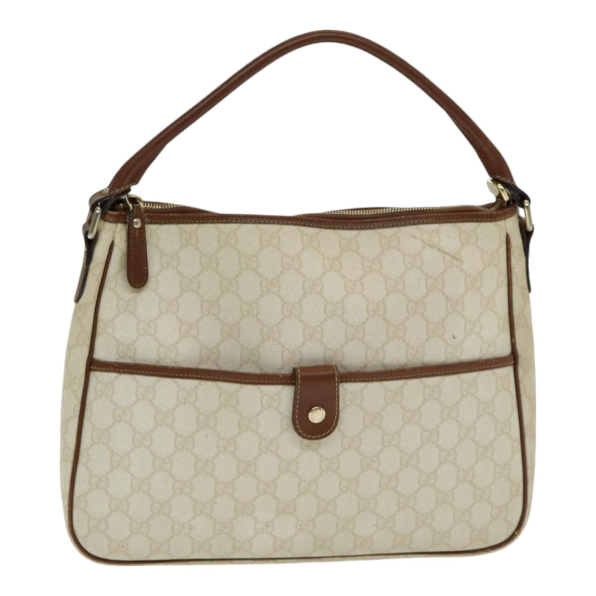 GUCCI GG Supreme Shoulder Bag PVC Leather White Auth ep5061