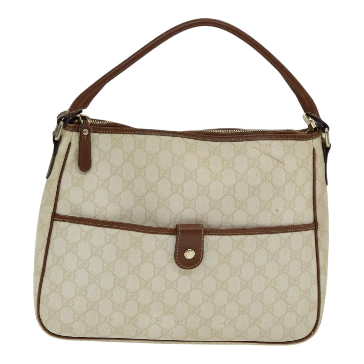 GUCCI GG Supreme Shoulder Bag PVC Leather White Auth ep5061