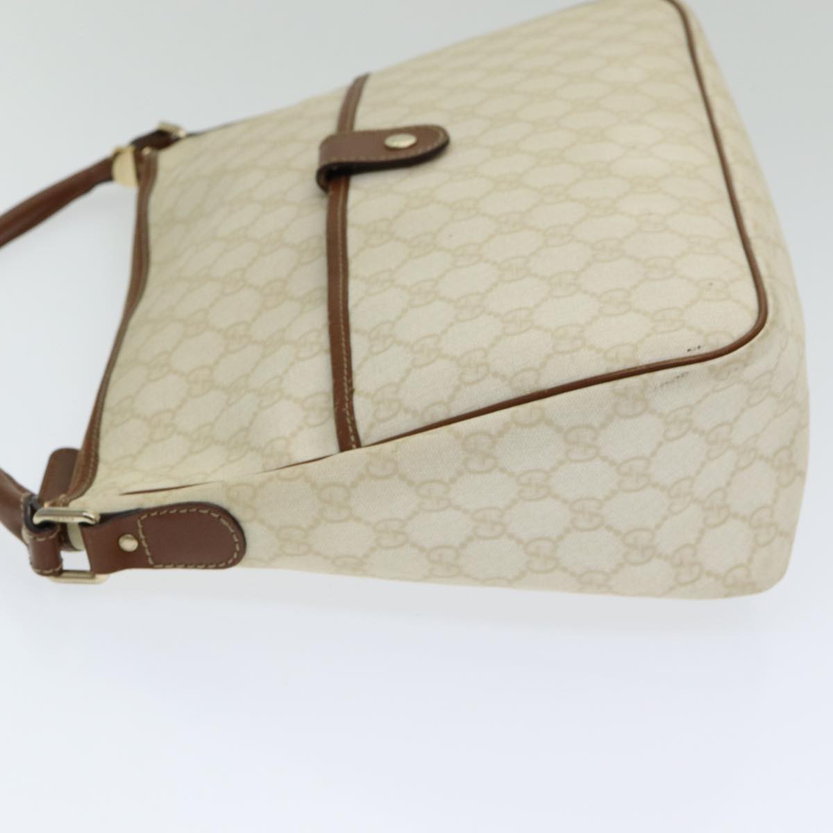 GUCCI GG Supreme Shoulder Bag PVC Leather White Auth ep5061