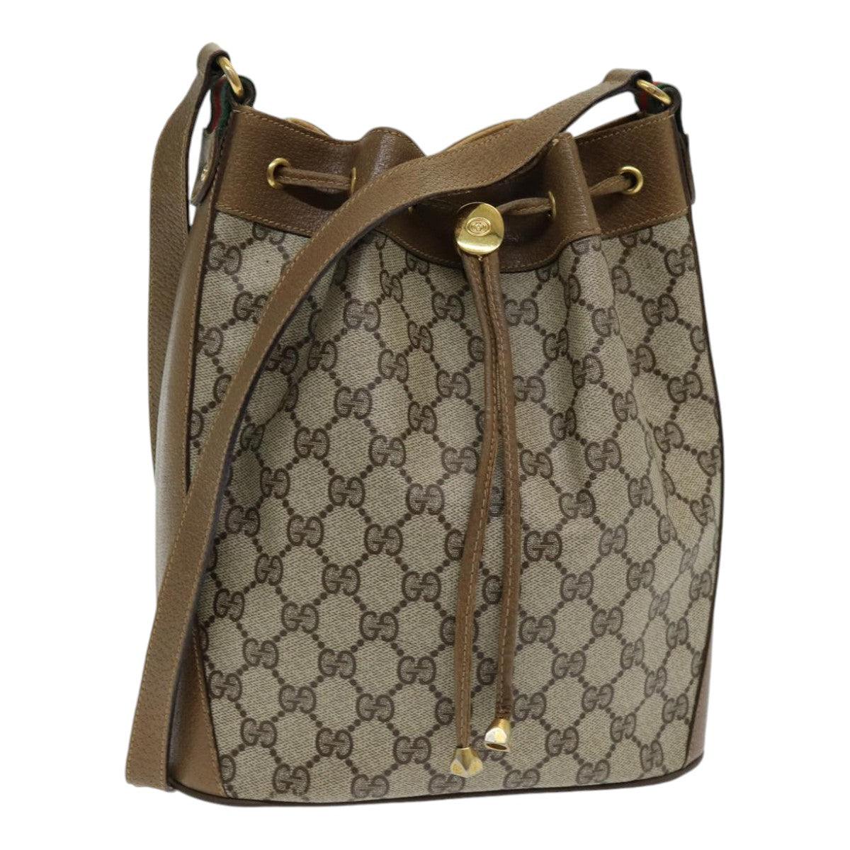 GUCCI GG Supreme Web Sherry Line Shoulder Bag PVC Beige 72 02 034 Auth ep5067