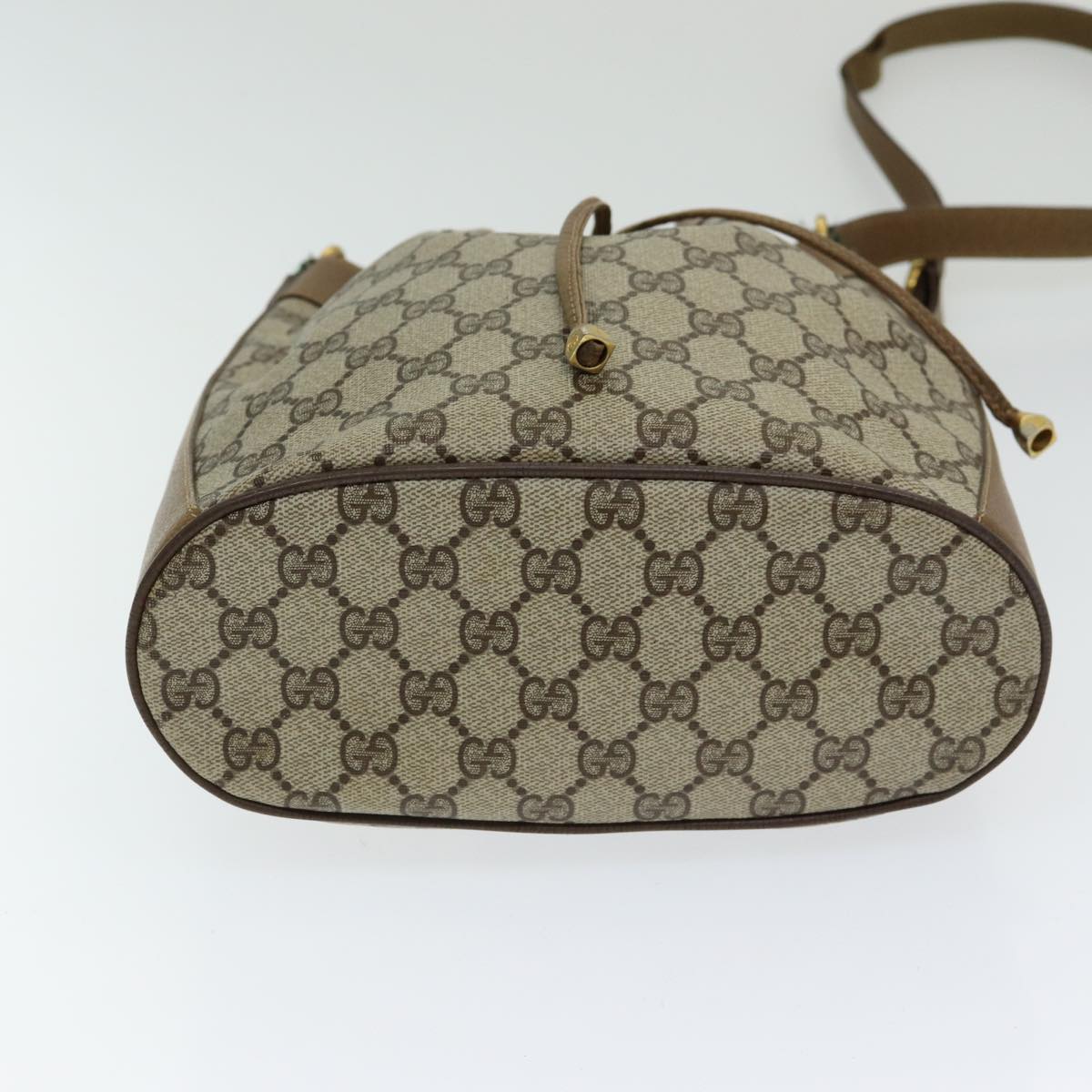 GUCCI GG Supreme Web Sherry Line Shoulder Bag PVC Beige 72 02 034 Auth ep5067