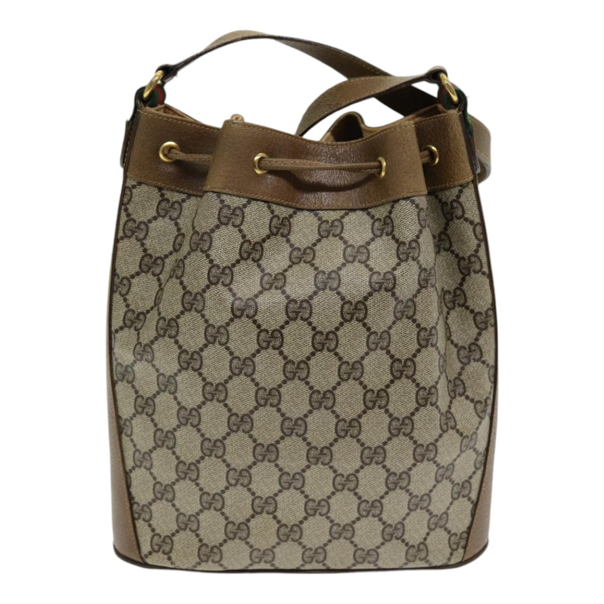 GUCCI GG Supreme Web Sherry Line Shoulder Bag PVC Beige 72 02 034 Auth ep5067 - 0