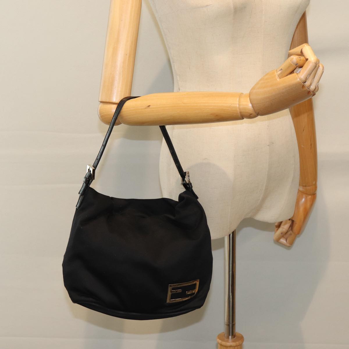 FENDI Shoulder Bag Nylon Black Auth ep5074