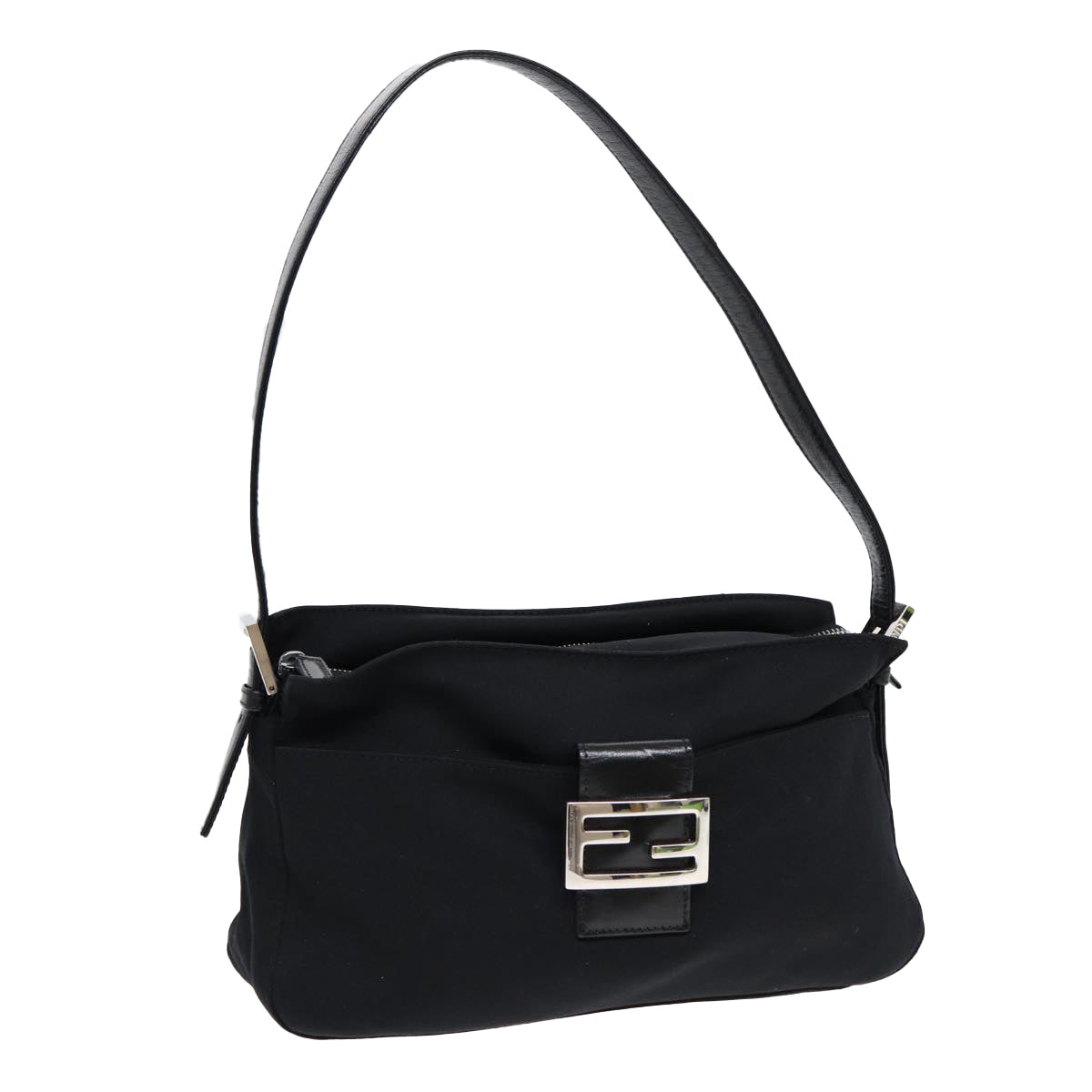 FENDI Mamma Baguette Shoulder Bag Nylon Black Auth ep5075