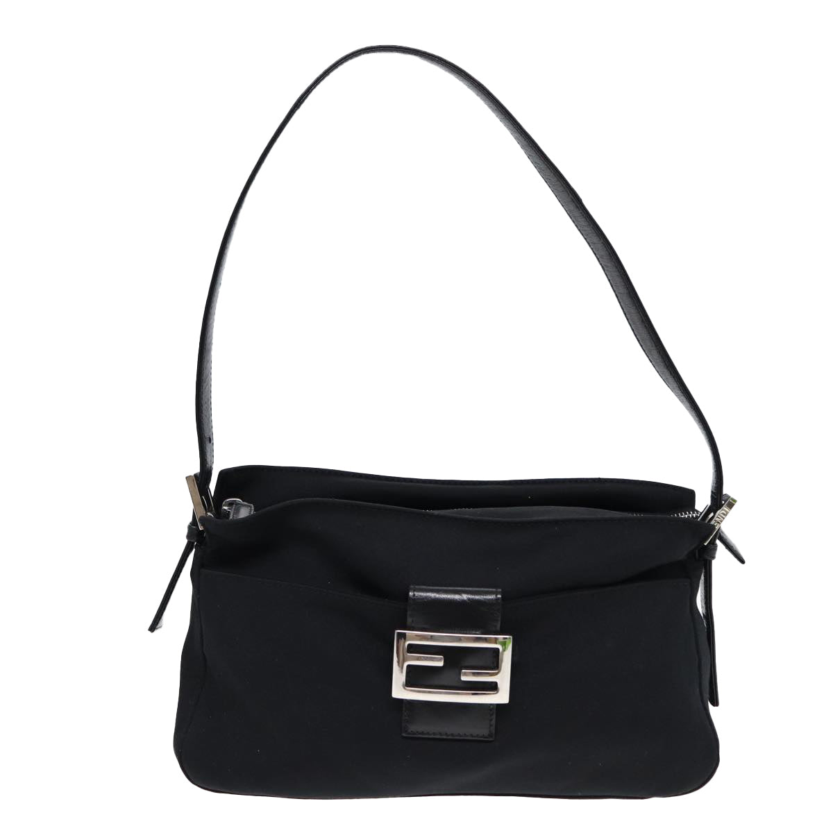 FENDI Mamma Baguette Shoulder Bag Nylon Black Auth ep5075