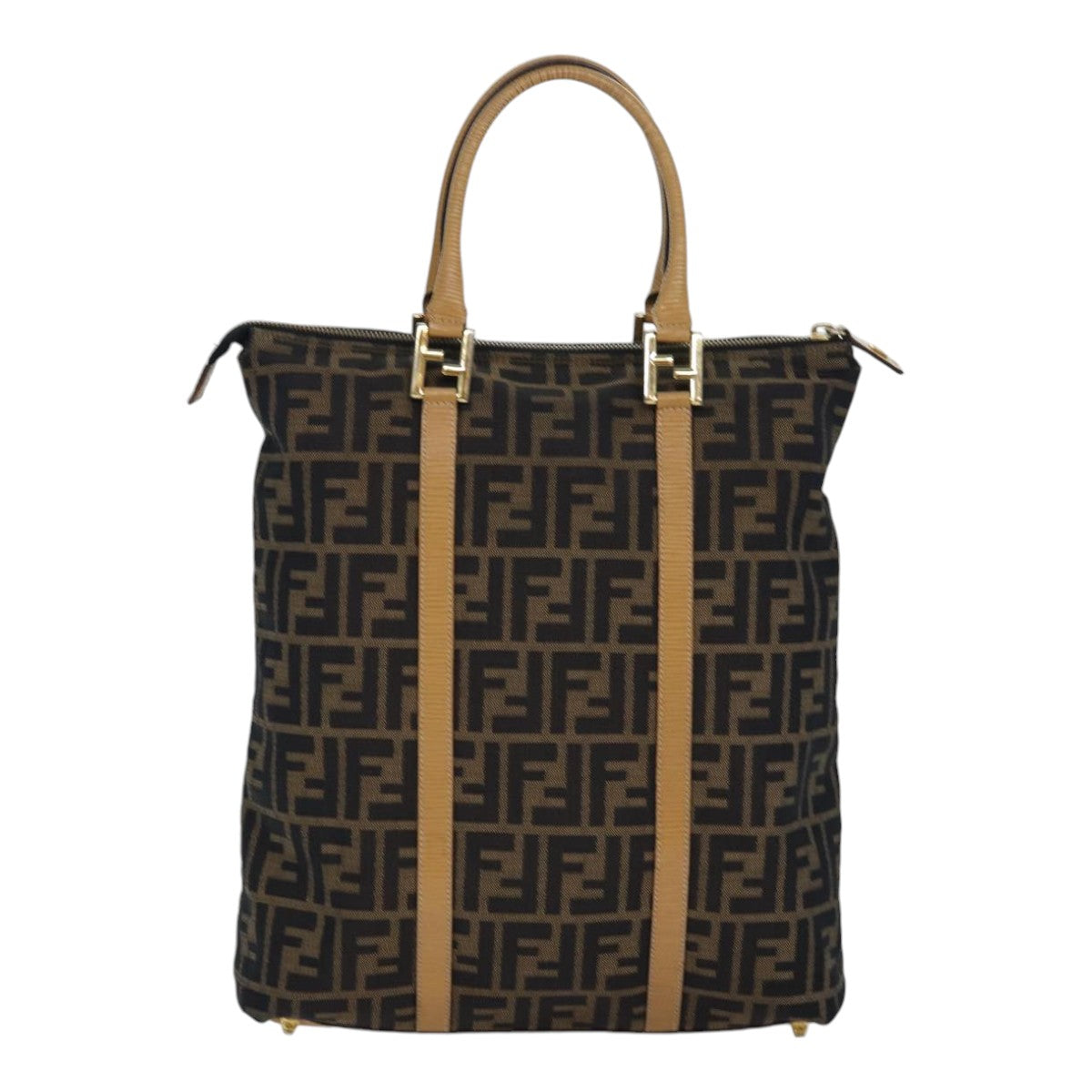 FENDI Zucca Canvas Hand Bag Brown Black gold Auth ep5077 - 0