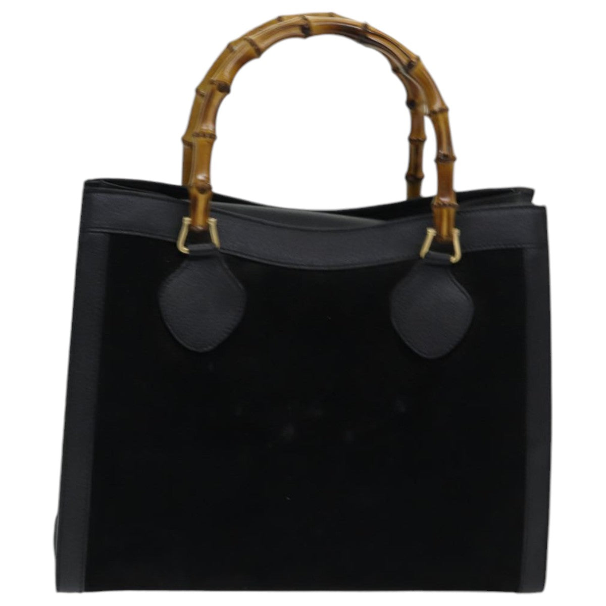 GUCCI Bamboo Tote Bag Suede Black Auth ep5084