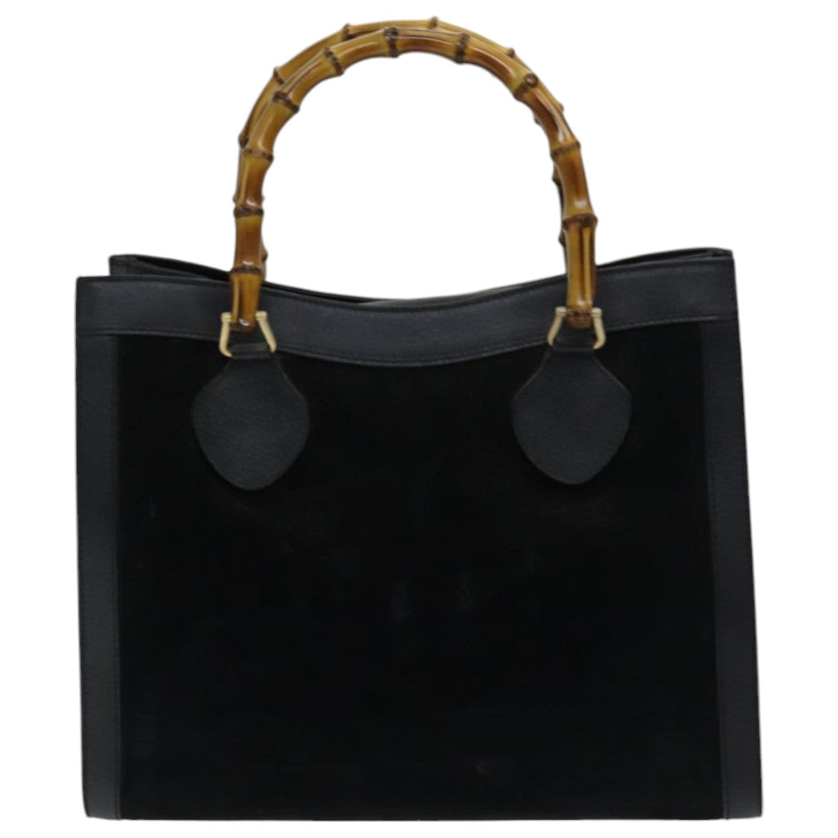 GUCCI Bamboo Tote Bag Suede Black Auth ep5084 - 0