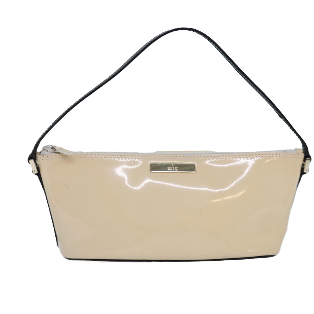 GUCCI Accessory Pouch Patent leather Vanilla Gold 039 1103 2123 Auth ep5087