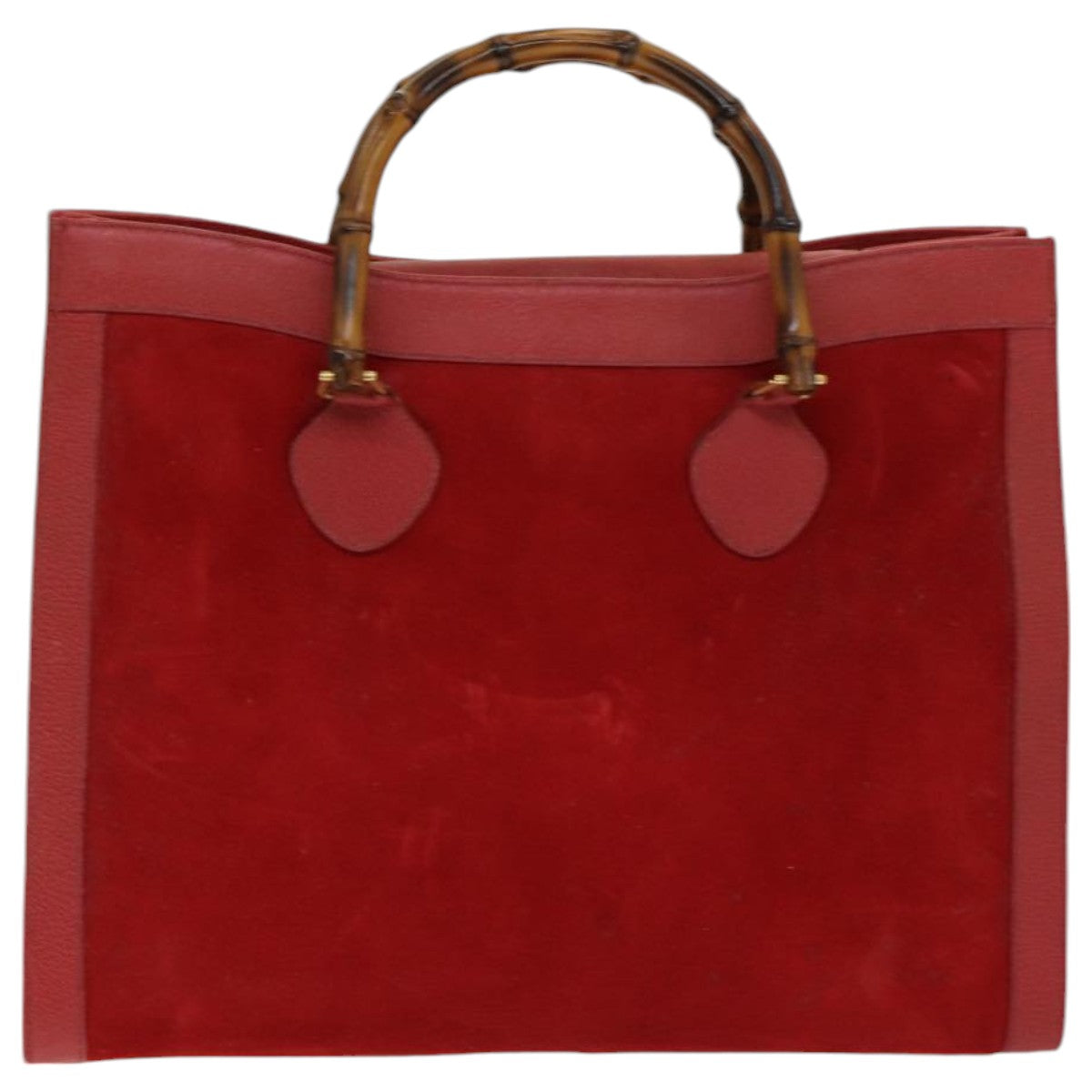 GUCCI Bamboo Tote Bag Suede Red Auth ep5090