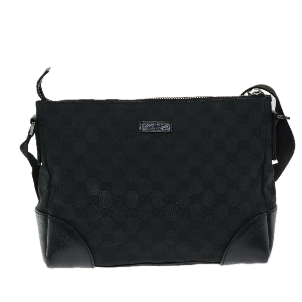 GUCCI GG Canvas Shoulder Bag Black Auth ep5103