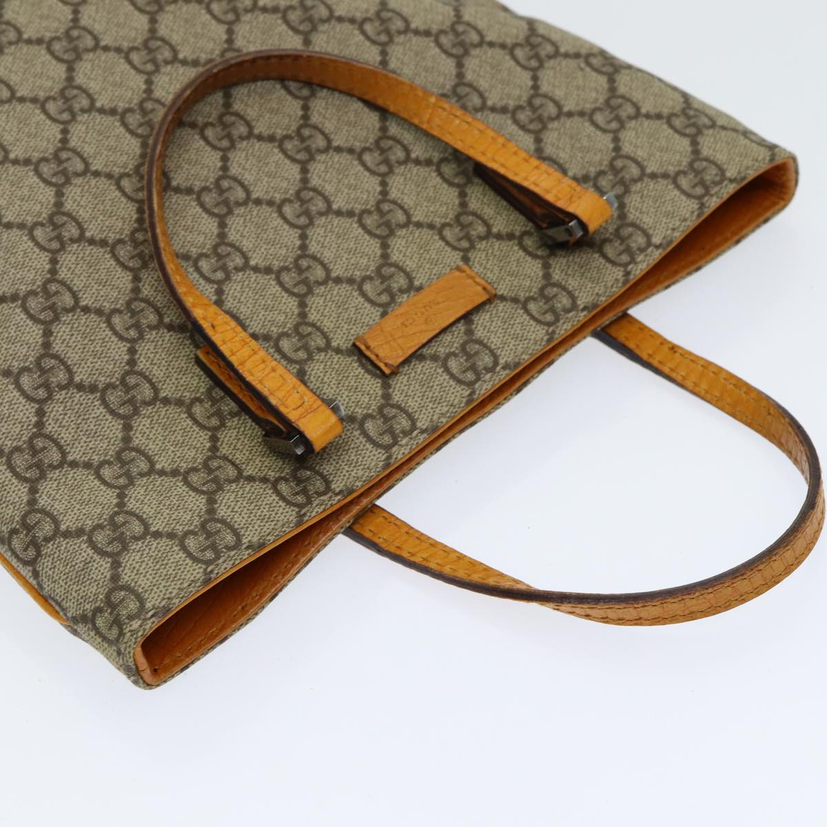 GUCCI GG Canvas Hand Bag Coated Canvas Beige Orange Auth ep5108