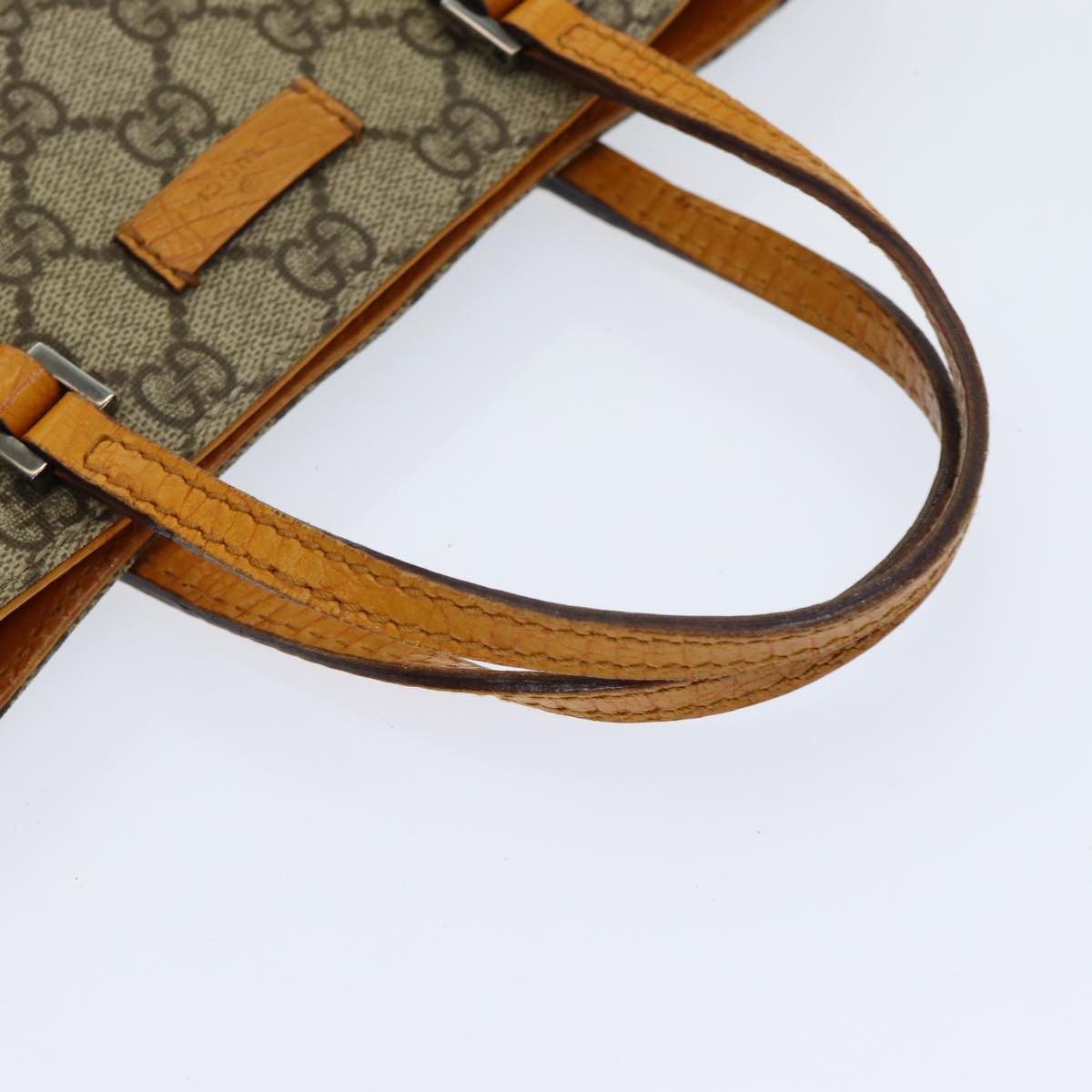 GUCCI GG Canvas Hand Bag Coated Canvas Beige Orange Auth ep5108