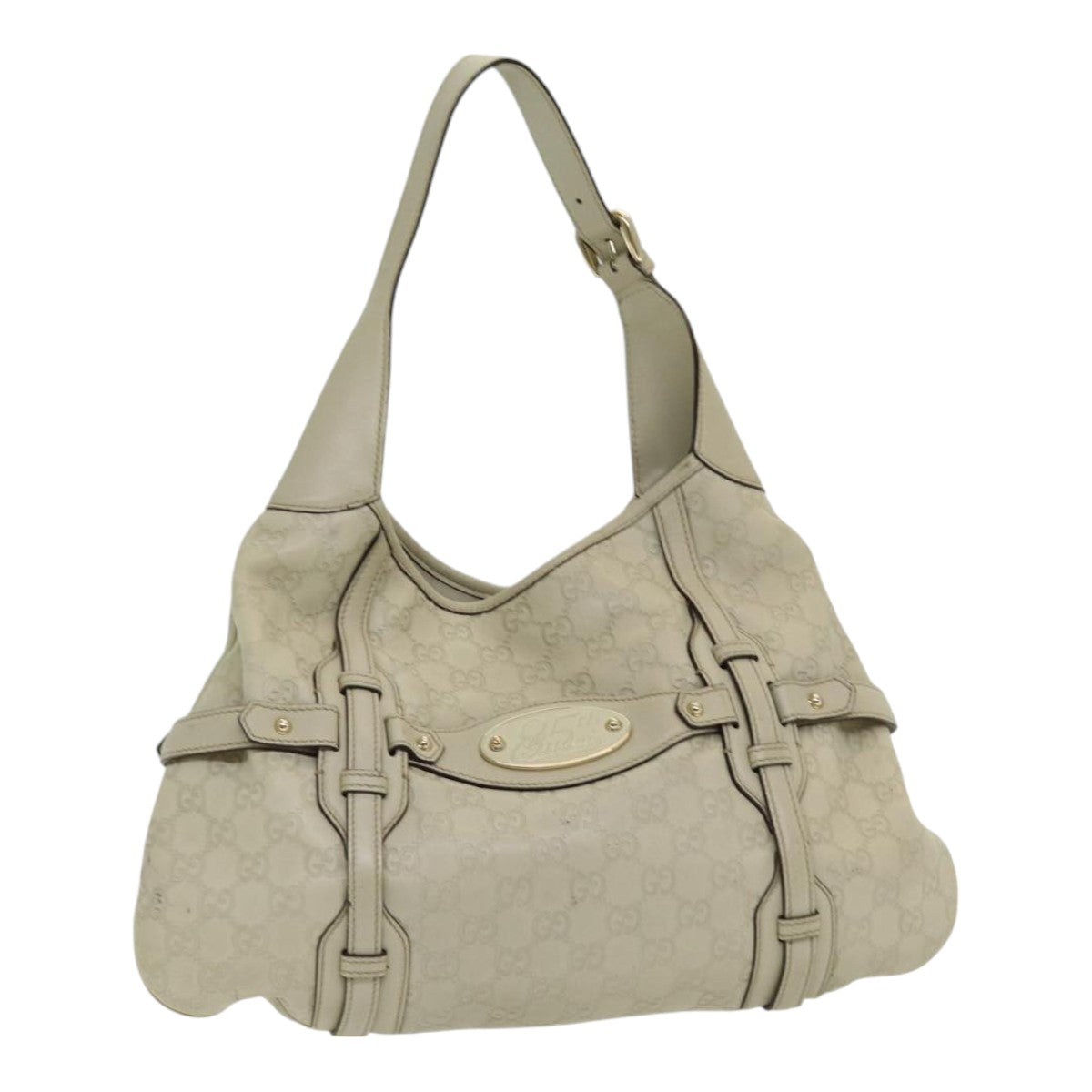 GUCCI Guccissima GG Shoulder Bag Leather Beige Auth ep5109