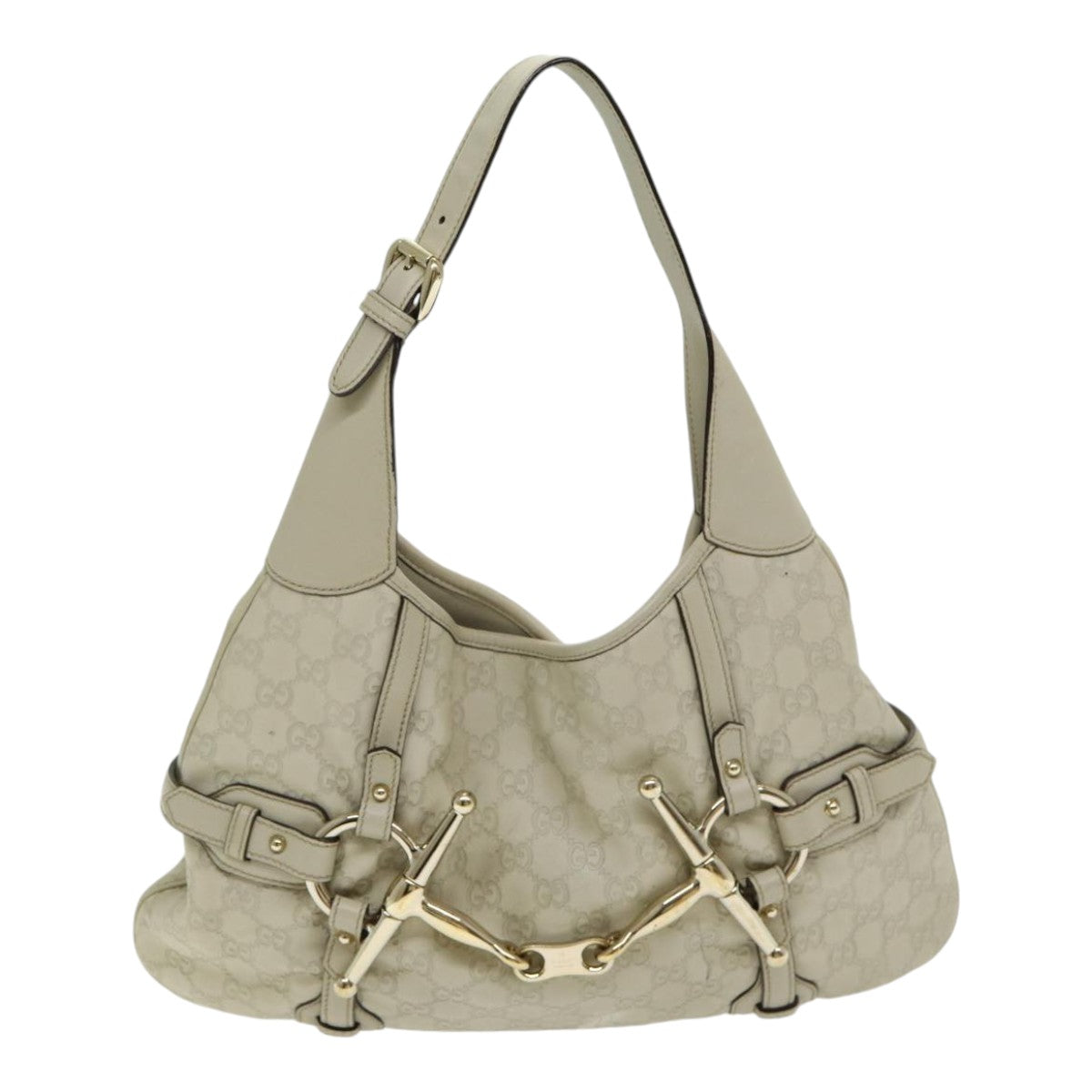 GUCCI Guccissima GG Shoulder Bag Leather Beige Auth ep5109 - 0