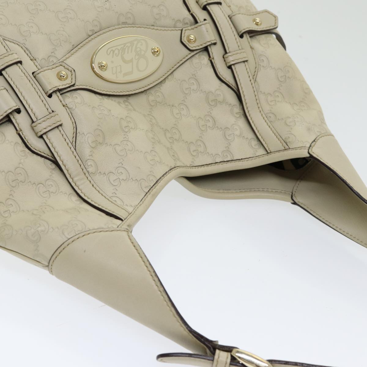 GUCCI Guccissima GG Shoulder Bag Leather Beige Auth ep5109