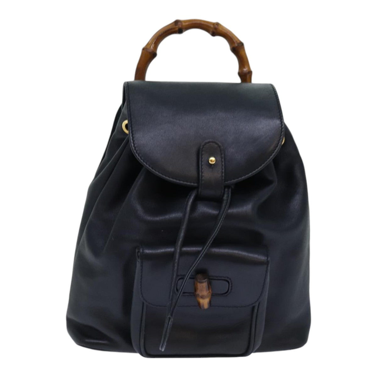 GUCCI Bamboo Backpack Leather Black Auth ep5142