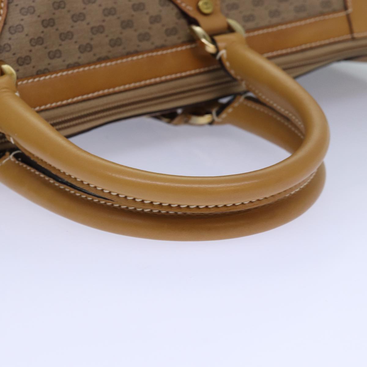 GUCCI Micro GG Canvas Boston Bag PVC Leather Beige Auth ep5159