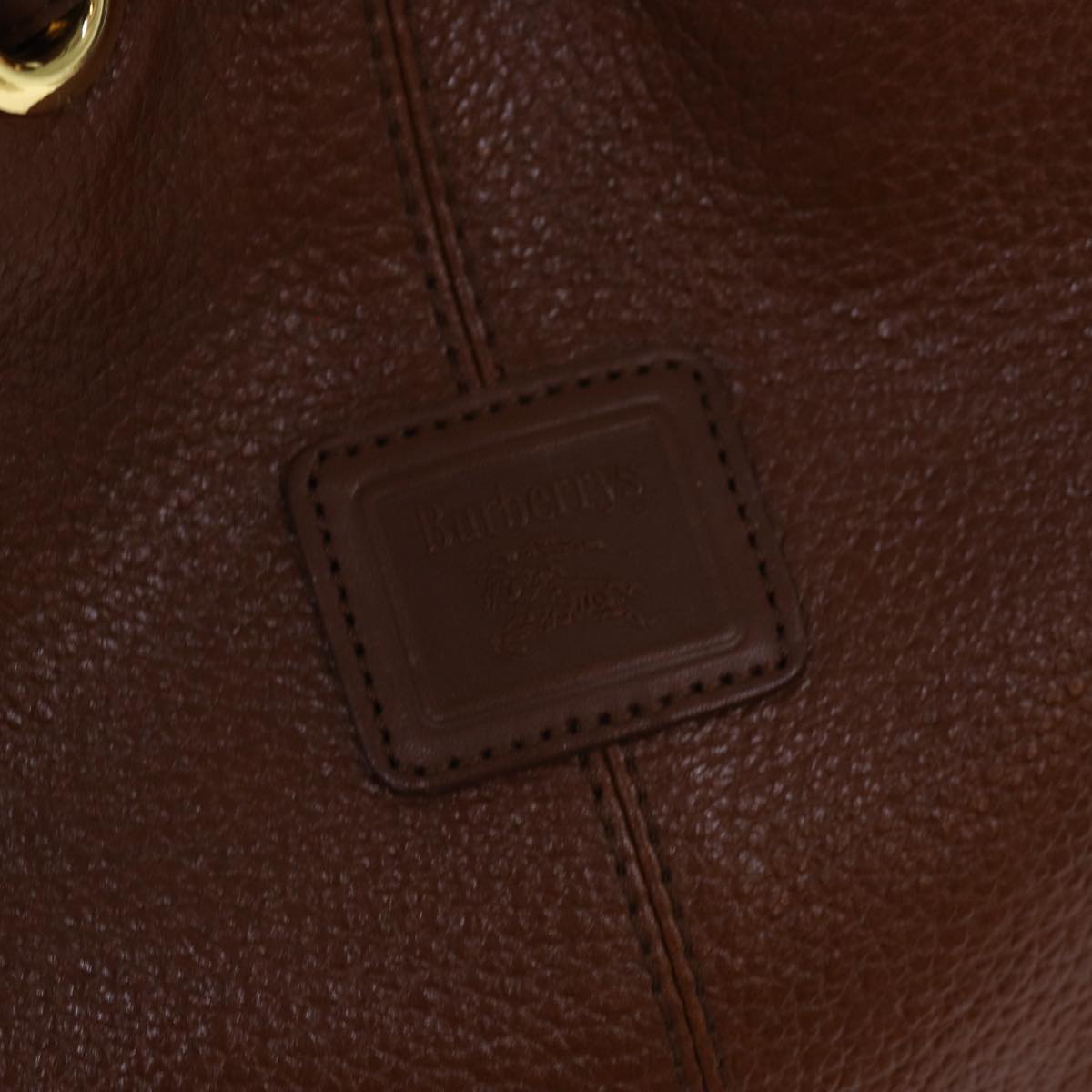 Burberrys Shoulder Bag Leather Brown Gold Auth ep5181