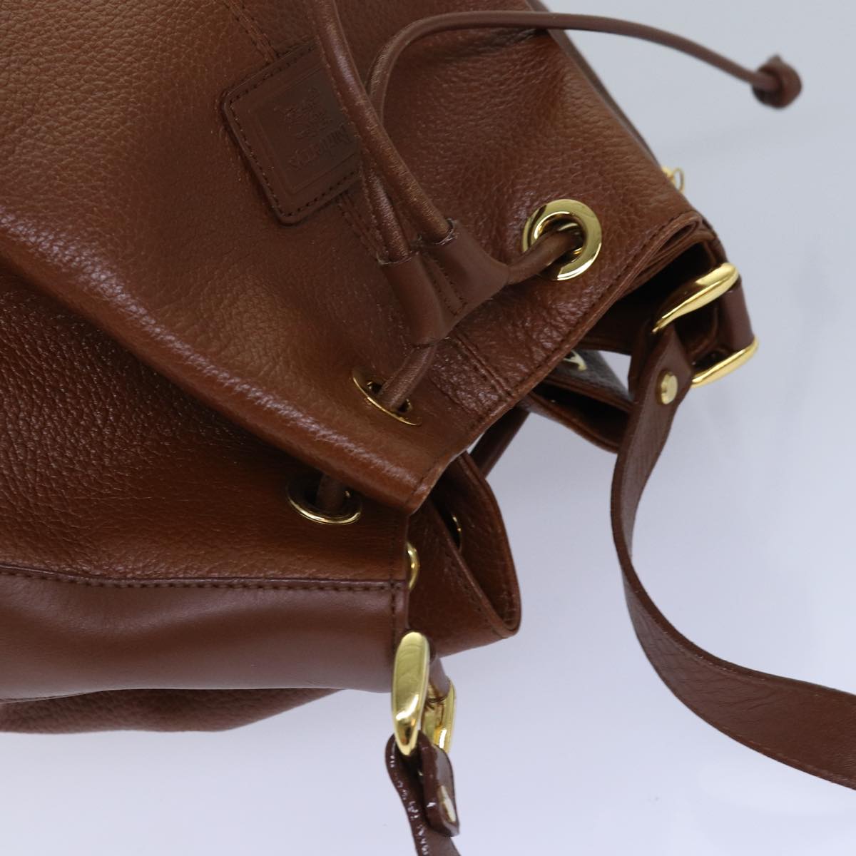 Burberrys Shoulder Bag Leather Brown Gold Auth ep5181