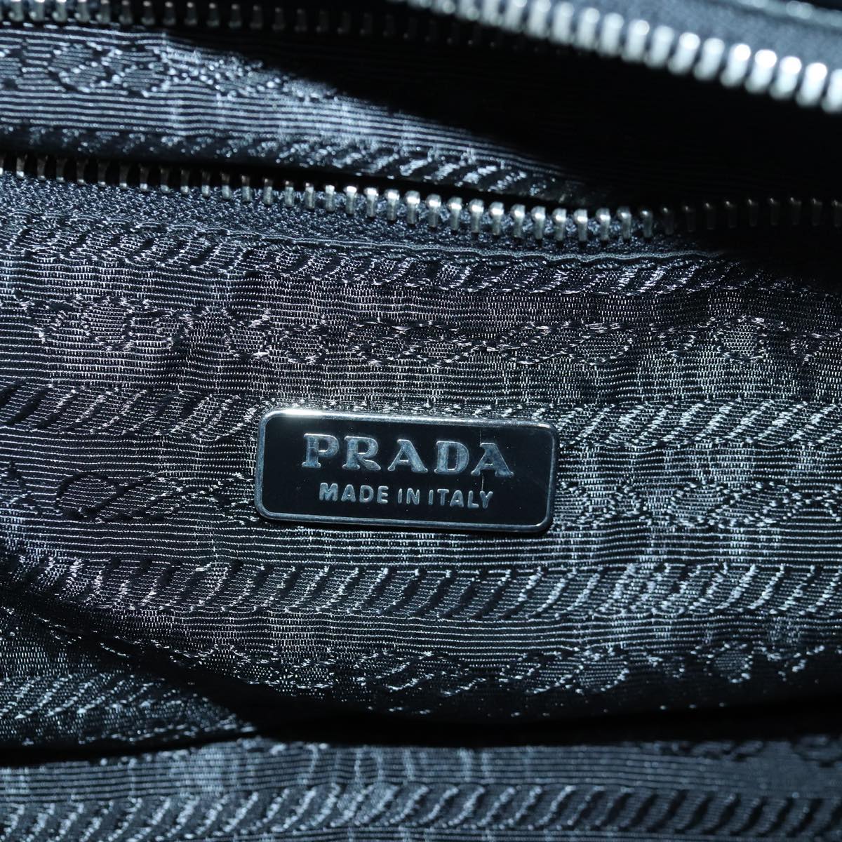 PRADA Hand Bag Leather Black Silver Auth ep5185