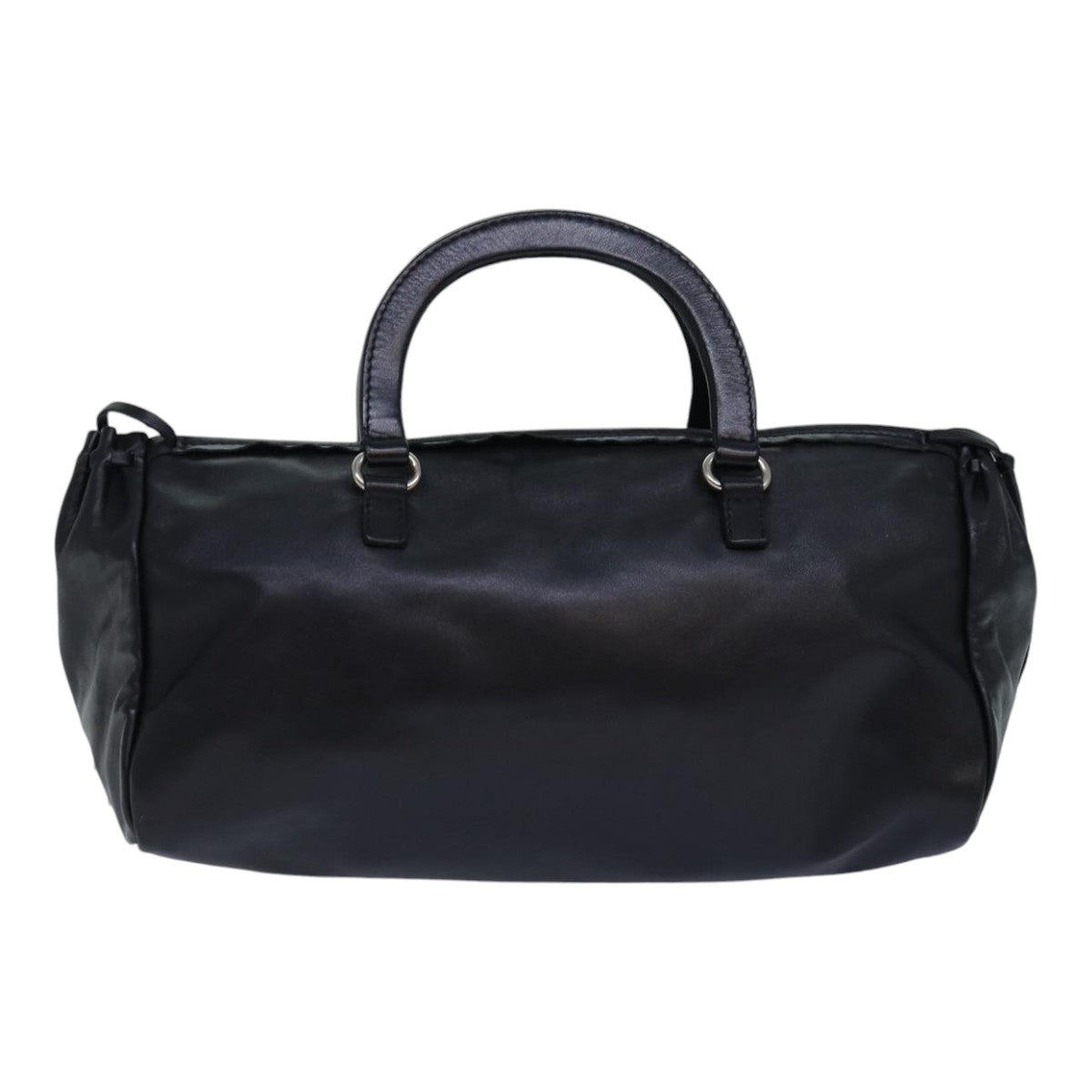 PRADA Hand Bag Leather Black Silver Auth ep5185