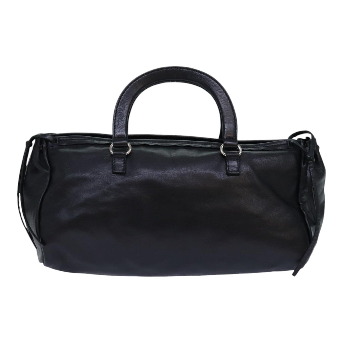 PRADA Hand Bag Leather Black Silver Auth ep5185