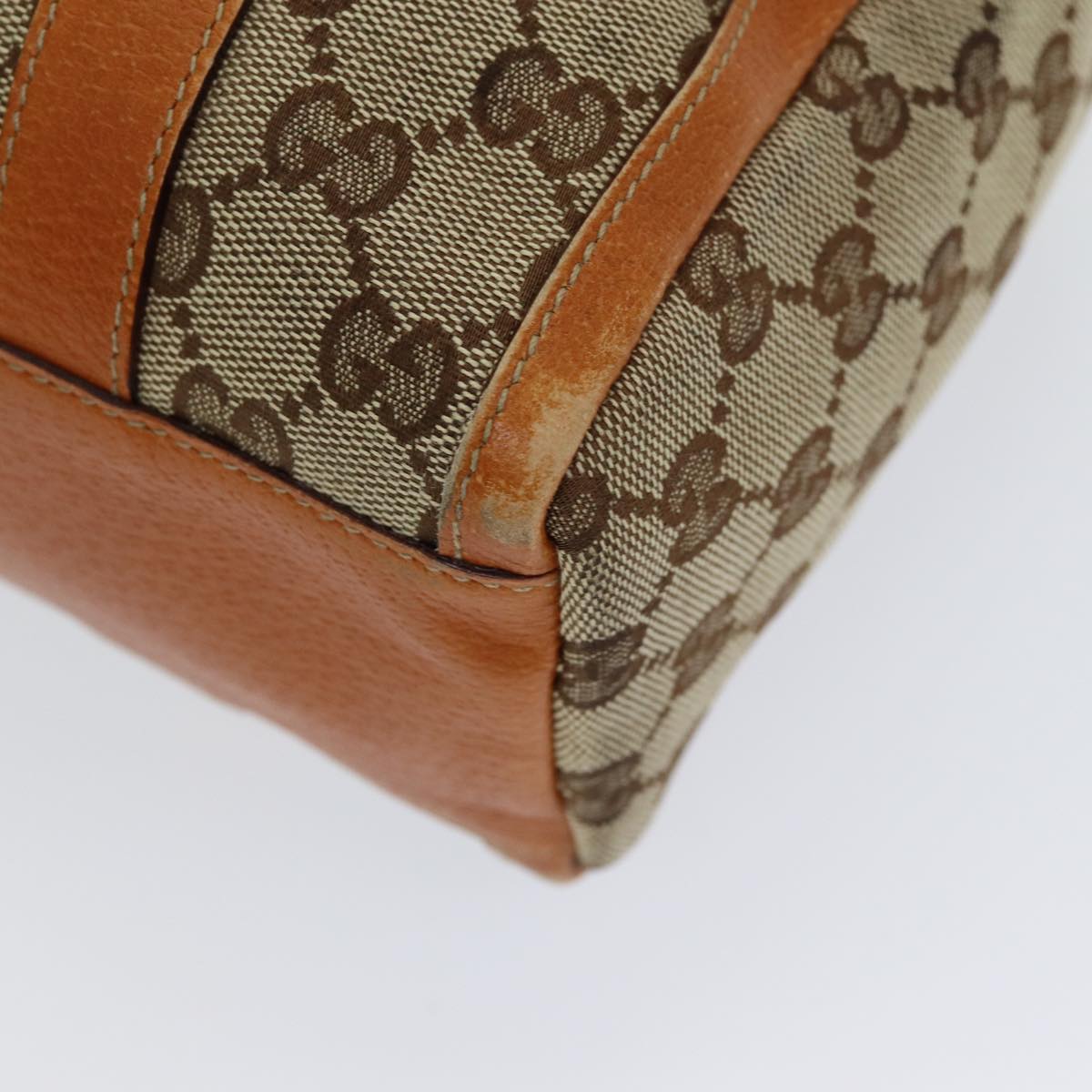 GUCCI GG Canvas Hand Bag Beige Orange Auth ep5192