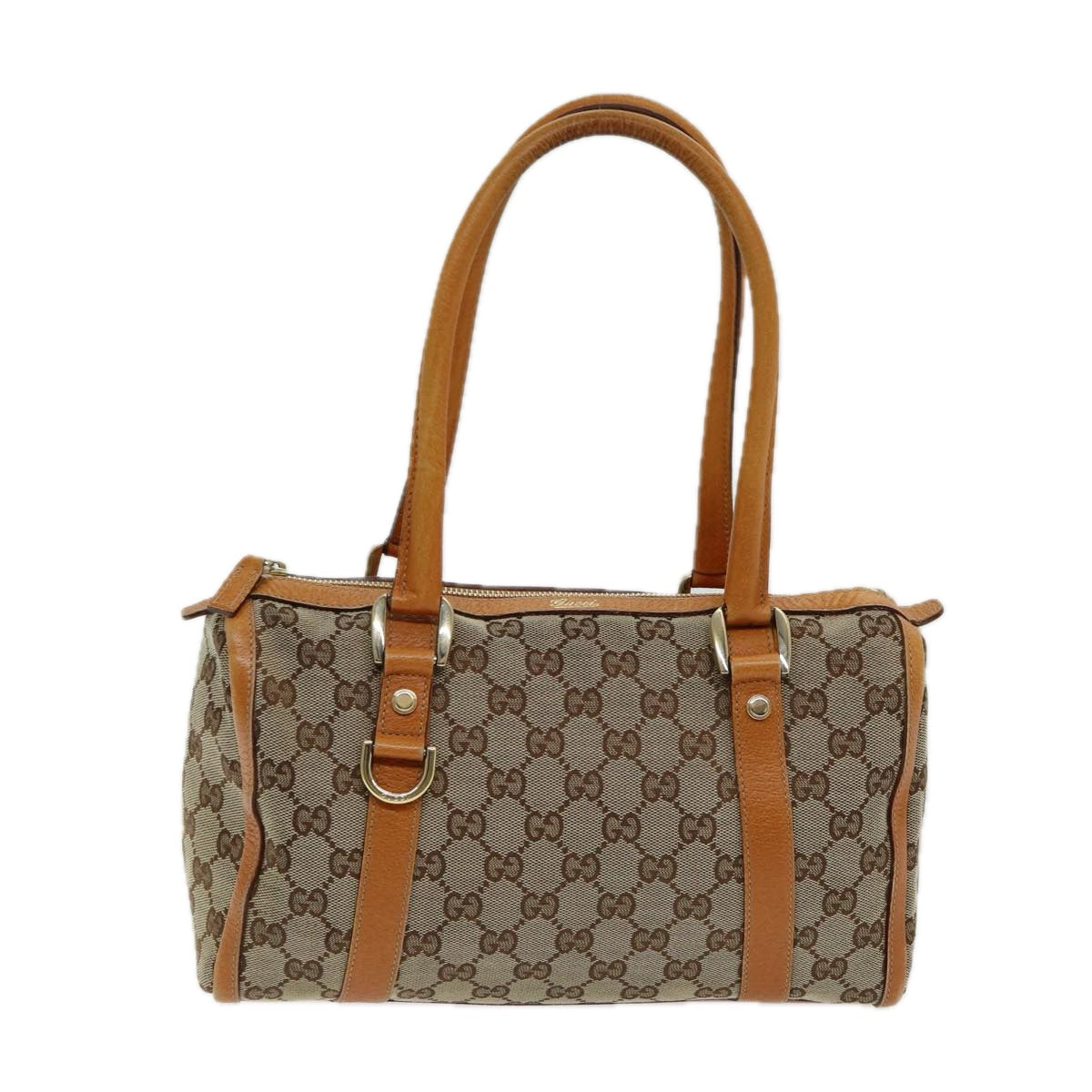 GUCCI GG Canvas Hand Bag Beige Orange Auth ep5192