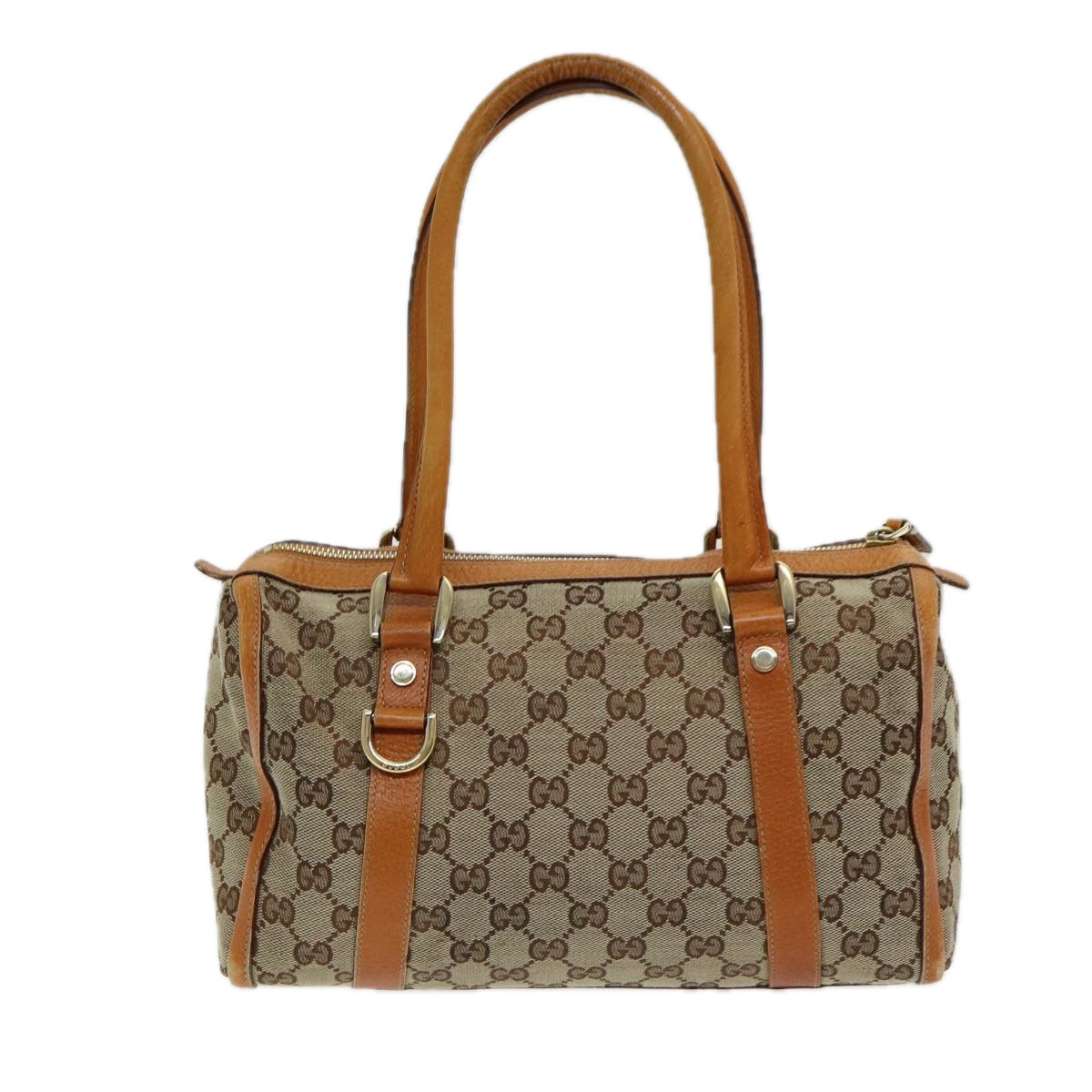 GUCCI GG Canvas Hand Bag Beige Orange Auth ep5192