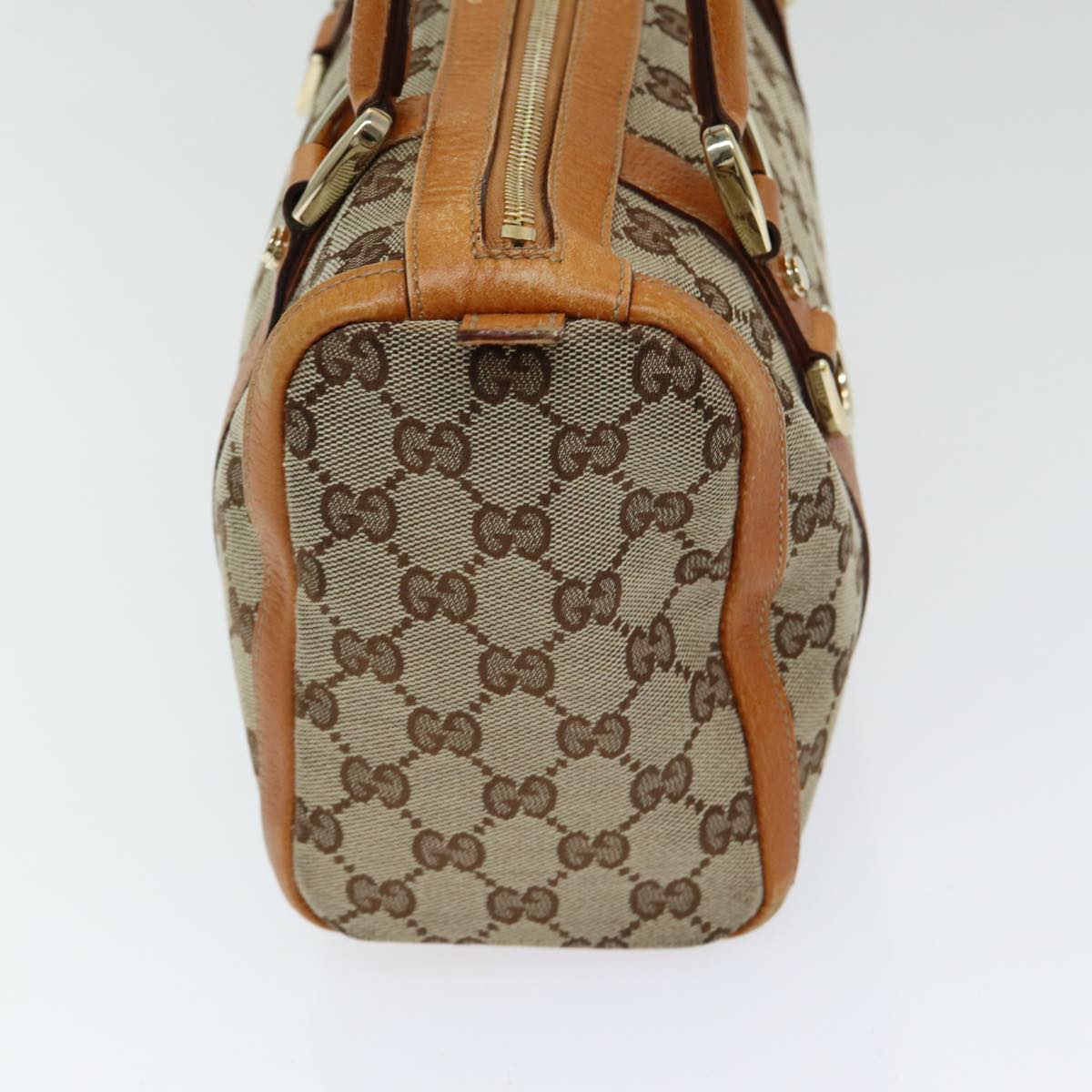 GUCCI GG Canvas Hand Bag Beige Orange Auth ep5192