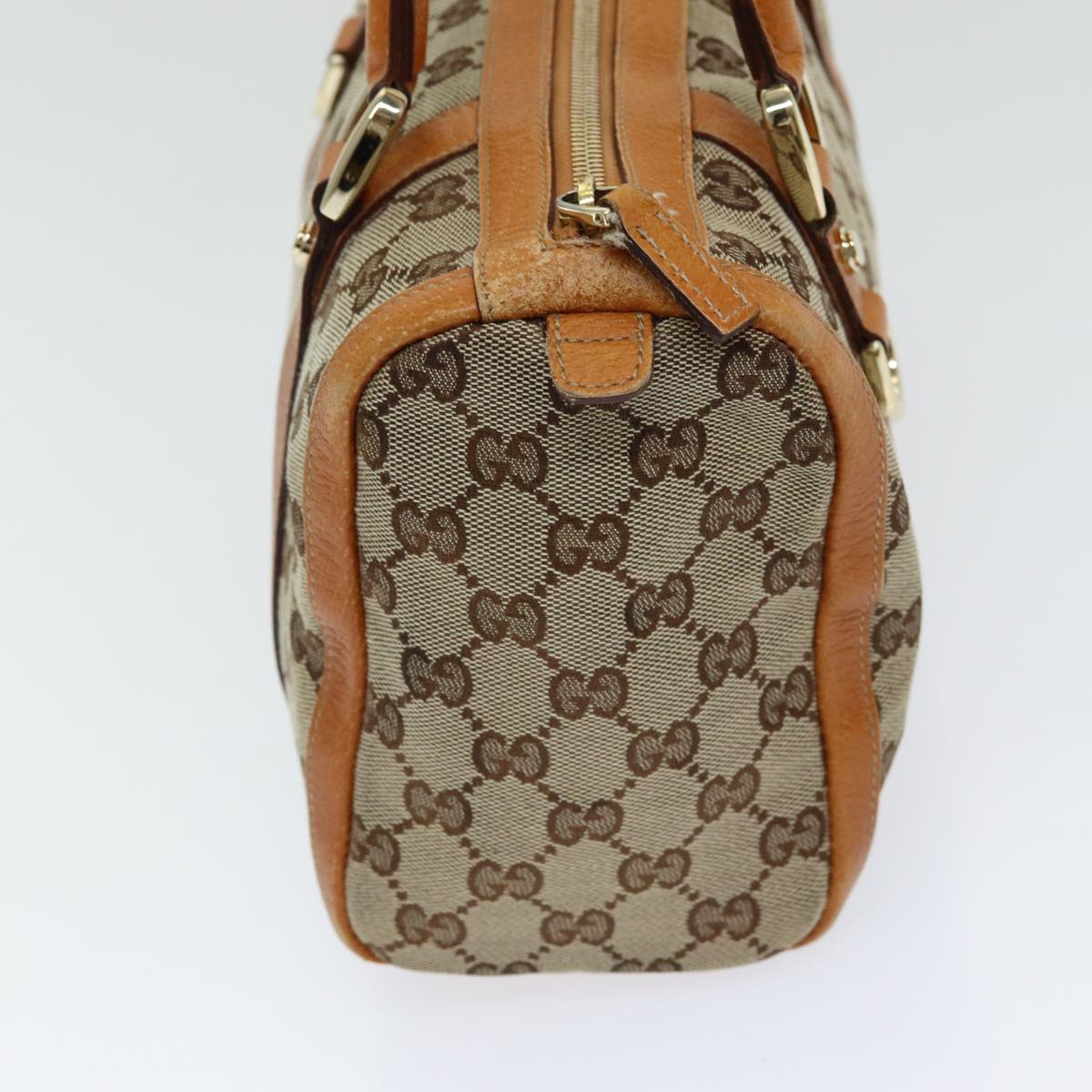 GUCCI GG Canvas Hand Bag Beige Orange Auth ep5192