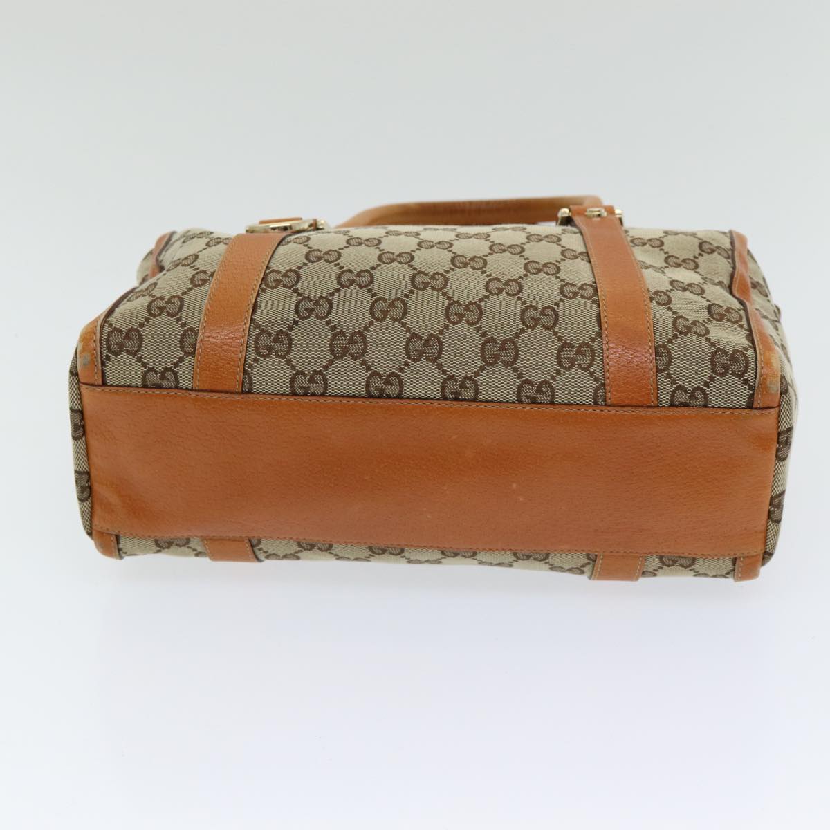 GUCCI GG Canvas Hand Bag Beige Orange Auth ep5192