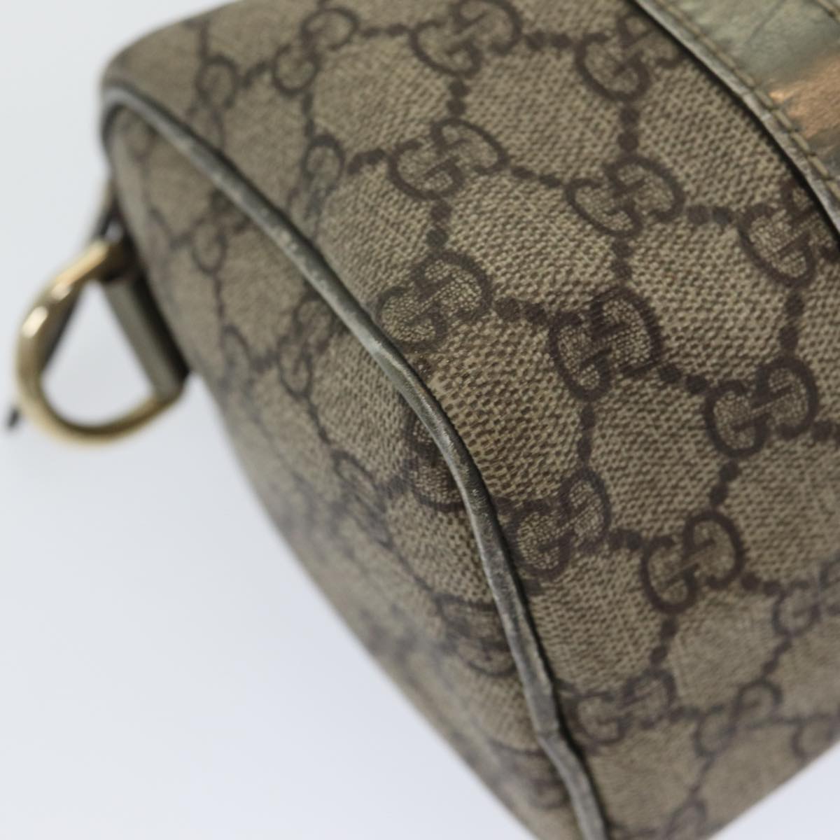 GUCCI GG Canvas Hand Bag Coated Canvas Beige Silver Auth ep5193