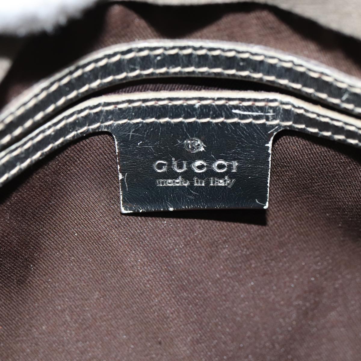 GUCCI GG Canvas Hand Bag Coated Canvas Beige Silver Auth ep5193