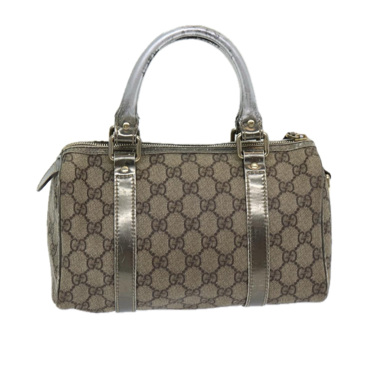 GUCCI GG Canvas Hand Bag Coated Canvas Beige Silver Auth ep5193