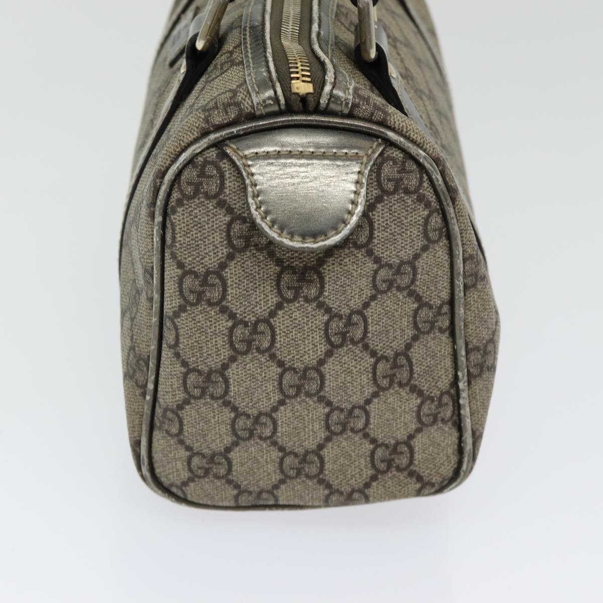 GUCCI GG Canvas Hand Bag Coated Canvas Beige Silver Auth ep5193