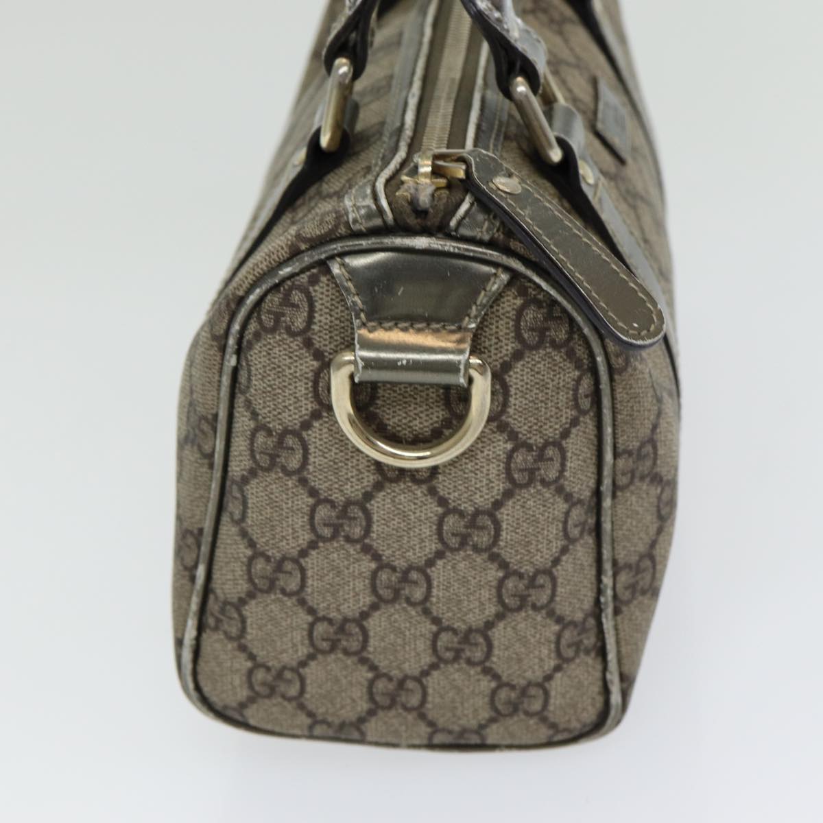 GUCCI GG Canvas Hand Bag Coated Canvas Beige Silver Auth ep5193