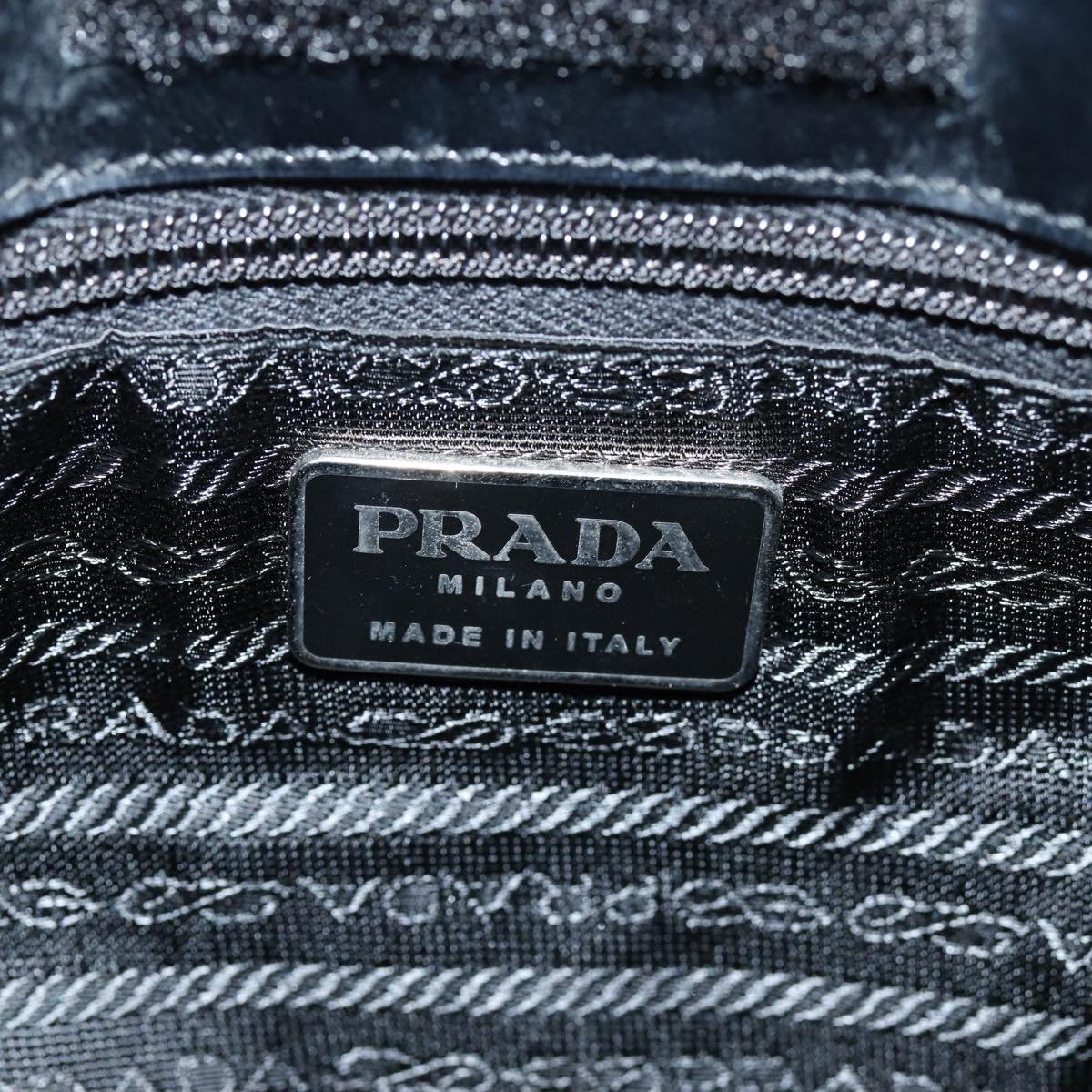 PRADA Shoulder Bag Nylon Black Silver Auth ep5200