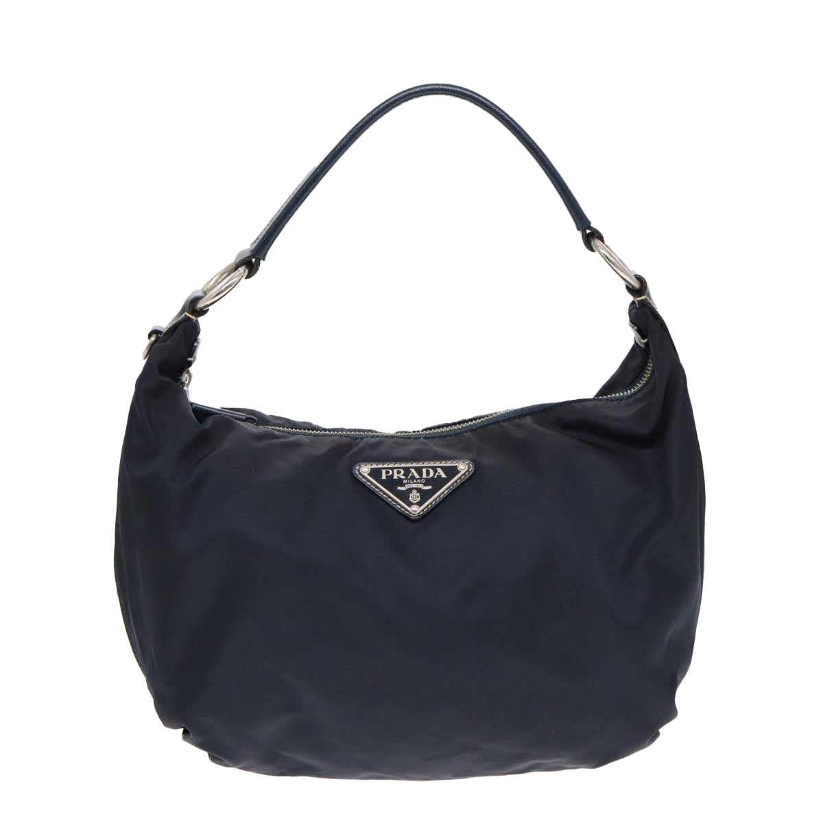 PRADA Shoulder Bag Nylon Navy Silver Auth ep5213