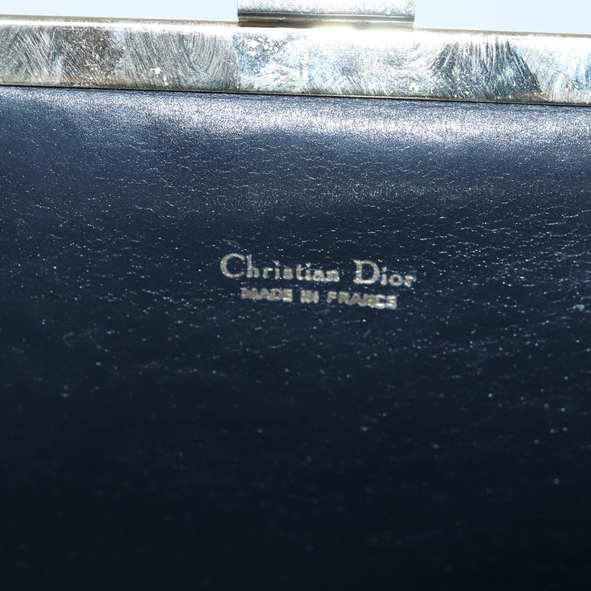 Christian Dior Trotter Canvas Clutch Bag Navy Gold Auth ep5216