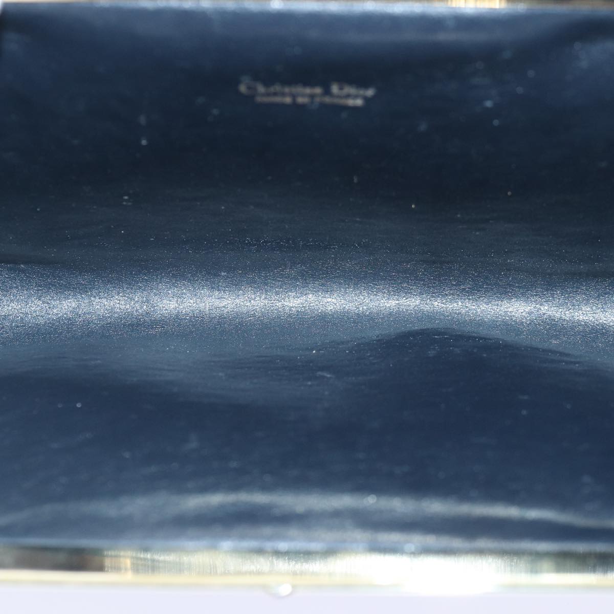 Christian Dior Trotter Canvas Clutch Bag Navy Gold Auth ep5216