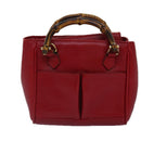 GUCCI Bamboo Hand Bag Leather 2way Red Gold 007 1793 0238 Auth ep5221-13