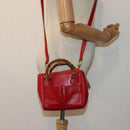 GUCCI Bamboo Hand Bag Leather 2way Red Gold 007 1793 0238 Auth ep5221-21