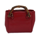 GUCCI Bamboo Hand Bag Leather 2way Red Gold 007 1793 0238 Auth ep5221-2
