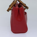 GUCCI Bamboo Hand Bag Leather 2way Red Gold 007 1793 0238 Auth ep5221-3