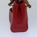 GUCCI Bamboo Hand Bag Leather 2way Red Gold 007 1793 0238 Auth ep5221-4
