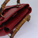 GUCCI Bamboo Hand Bag Leather 2way Red Gold 007 1793 0238 Auth ep5221-6