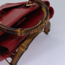 GUCCI Bamboo Hand Bag Leather 2way Red Gold 007 1793 0238 Auth ep5221-7